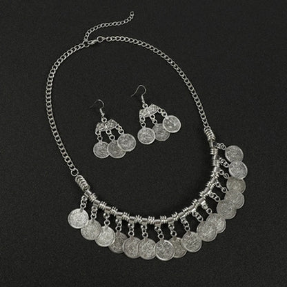 Afghan Turkey Coins Necklace Earrings for Women Vintage Boho Ethnic IndianTribal Bride Choker Statement Necklaces...