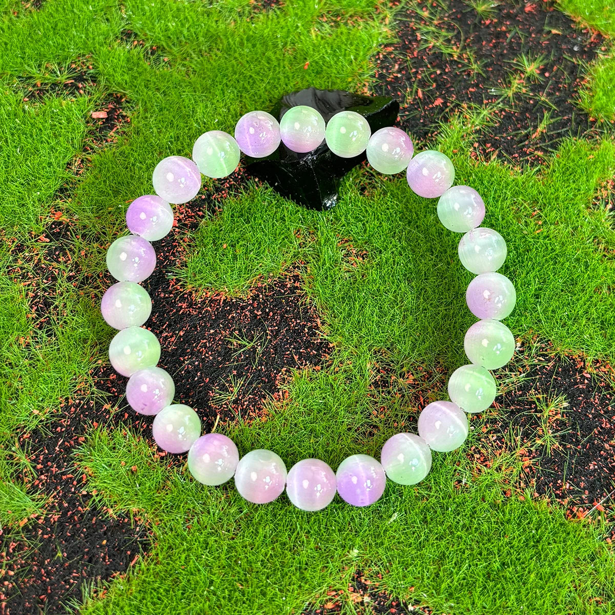 1pc/Pink and purple cat's eye bracelet symbolizes wealth and prosperity. A jewelry gift for women, perfect for all...