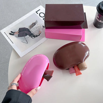 Original Luxury Woman Cosmetic Mirror Lipstick Blush Lip Gloss Portable Soft Silicone Storage Bag Toast Ribbon Gifts Cover