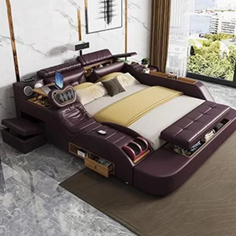 Korean Modern Luxury Bed European Nature Luxury Bedroom Human Bed Design Multifunctional Bedroom Camas King Size Home Furniture - Kimlud