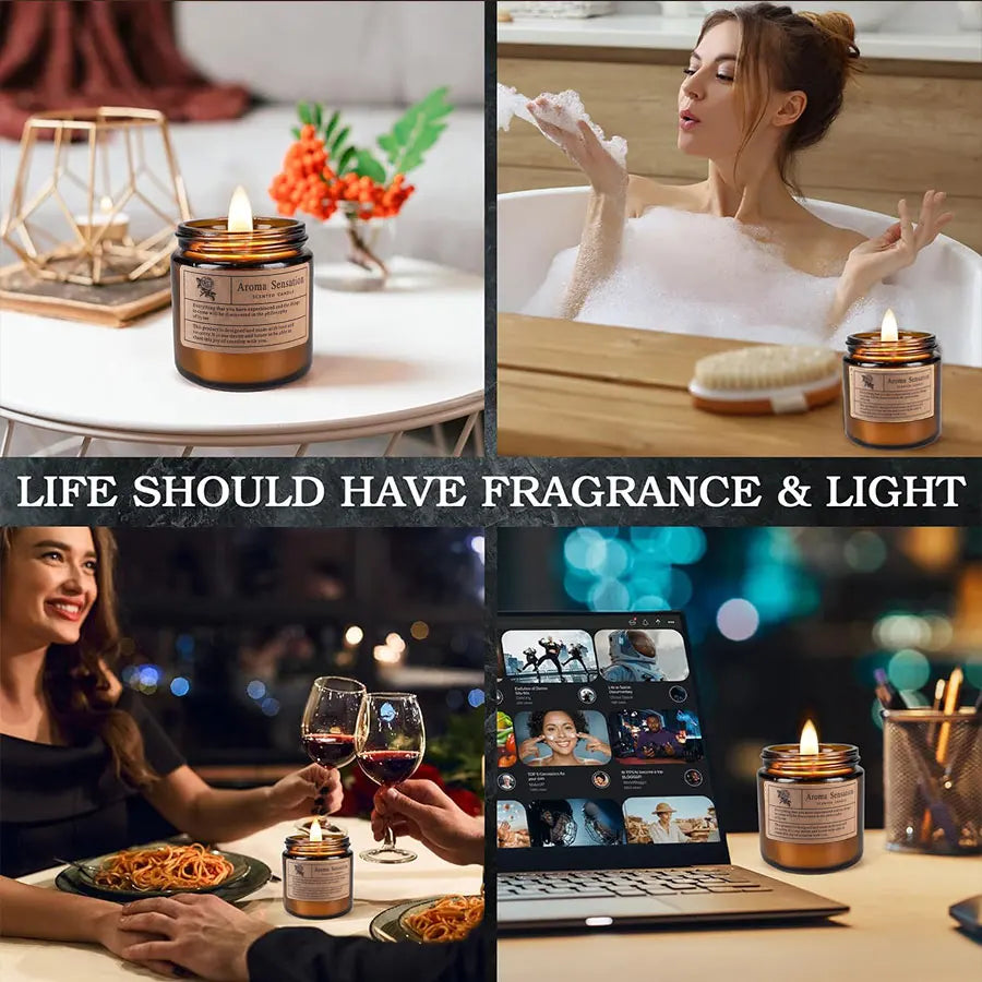 1pcs Brown Glass Cup Aromatherapy Candle Smokeless scented candle Suitable for Home Decoration Birthday Valentine's Day Gift