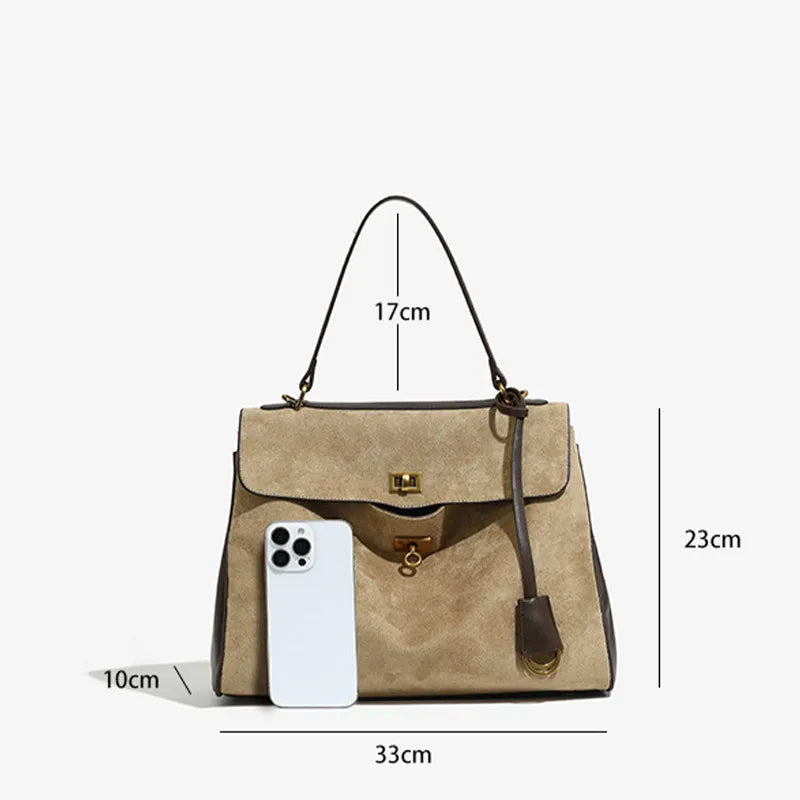Brand Frosted Leather Tote Rodeo Bag Large Capacity Handbag For Women With Lock Handheld Shoulder Crossbody Briefcase Work Bags