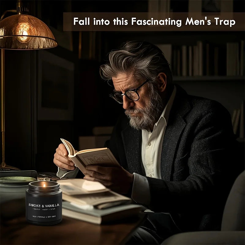 Gift for Men's SMOKE & VANILLA Aromatherapy Candles, Men's Candle Set, Home Aromatherapy Candles, Men's Gifts, 1 or 4-piece set