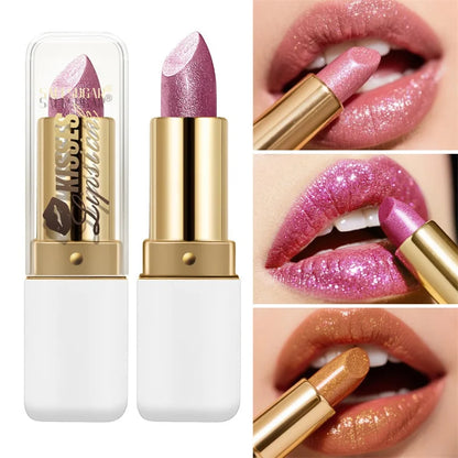 Pearlescent Purple Glitter Velvet Lipstick Waterproof Lasting Fine Shimmer Nourishing Diamond Lipstick Women Makeup...