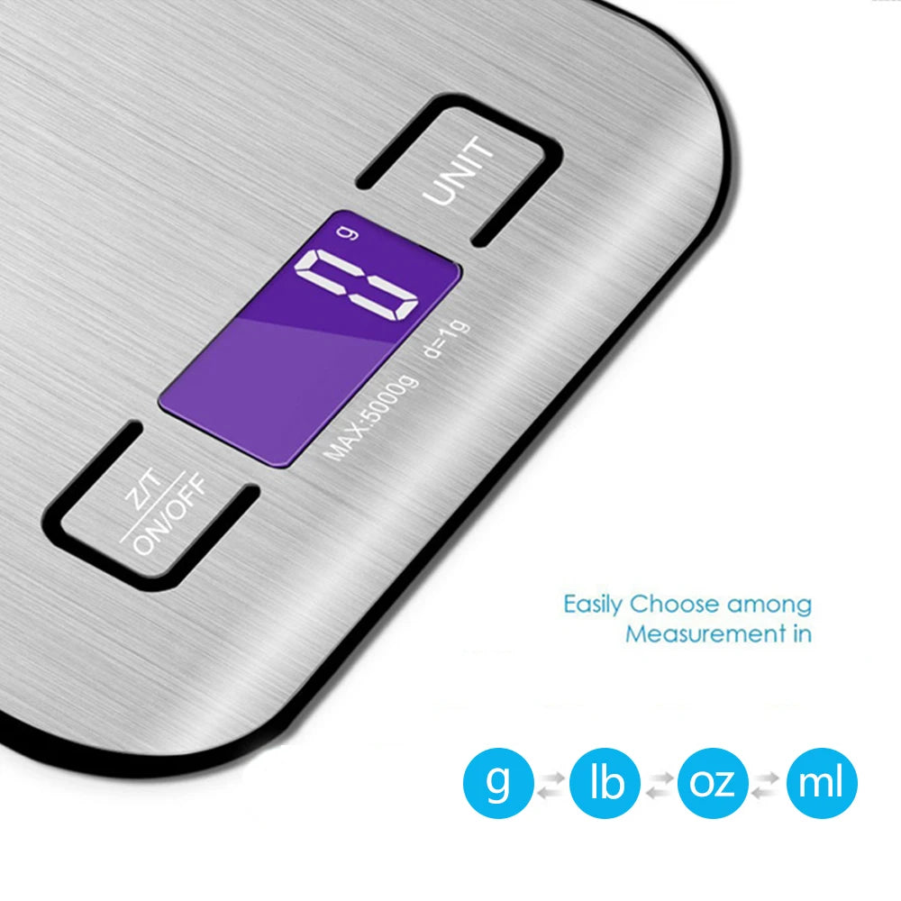 New 5kg/1g Portable Kitchen Scale Coffee Electronic Scale Stainless Steel Surface LCD Backlit Kitchen Food Scales Weighing Tool