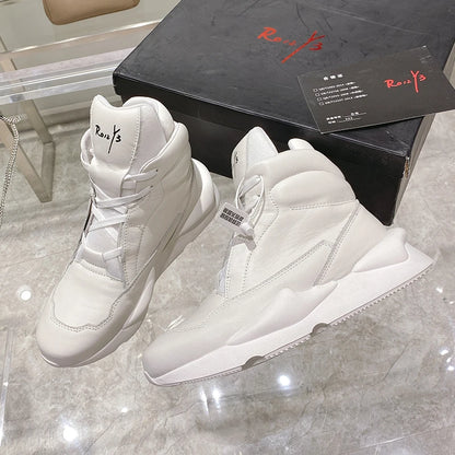 Handcrafted Leather Sneakers Boots Man Calf Leather Unisex Casual Shoes Soft Tennis Shoes Oversized Women's Ankle Boots Couples