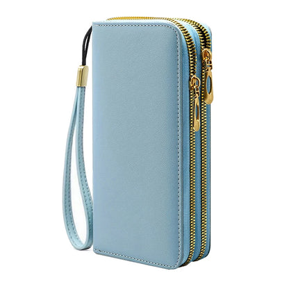Fashionable RFID anti-theft new women's long wallet with dual zippers, multifunctional credit card bag, coin and change...