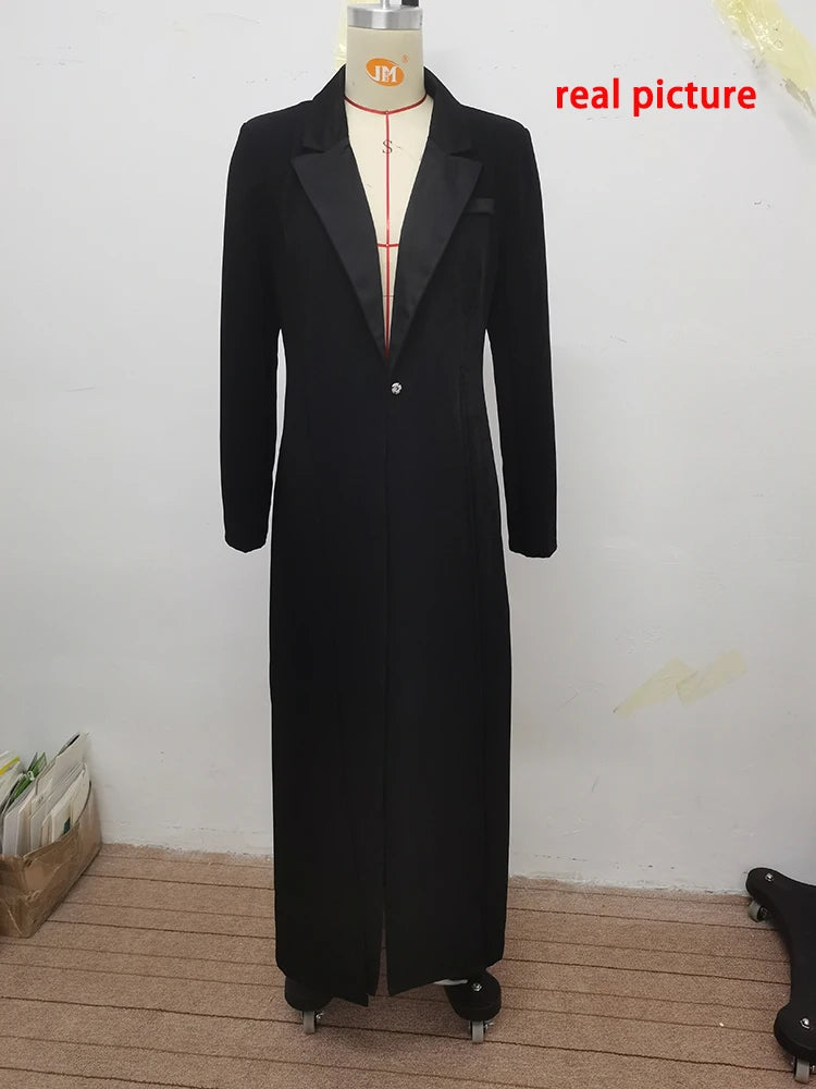 Yeezzi Fashion Work OL Blazer Women Long Sleeves Split-Joint Split-Side Notched Collar Spring Autumn Office Outerwear 2023 New