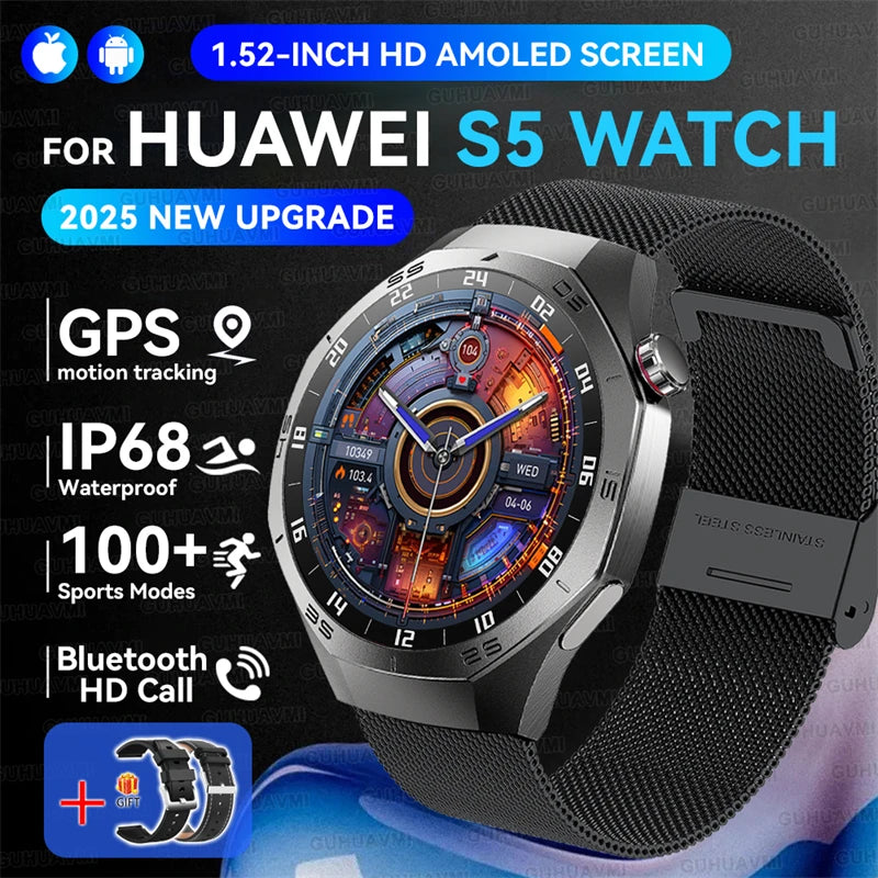 2025New GUHUAVMI GT5 Pro Smart Watch Men HD AMOLED Screen GPS Motion trajectory HeartRate Bluetooth Call 1.52" SmartWatch IP68