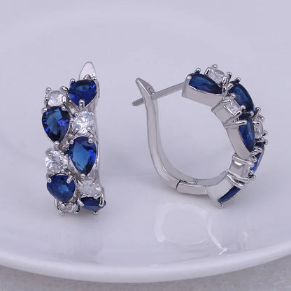 LXOEN 2022 Classic Semi-precious Stone Stud Earrings for Women Silver Color Round Studs Ear Jewelry brinco Gift bijoux