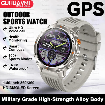 2025 New Outdoor Sport Smart Watch Men HD AMOLED Screen  Six Star GPS Positioning Heart Rate Bluetooth Call IP69/5ATM SmartWatch
