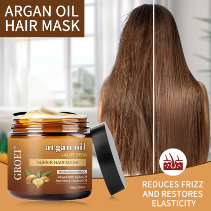 100G Argan Oil Hair Mask – Deep Repair and Hydration Treatment Restores Strength, Shine, and Elasticity for All Hair...