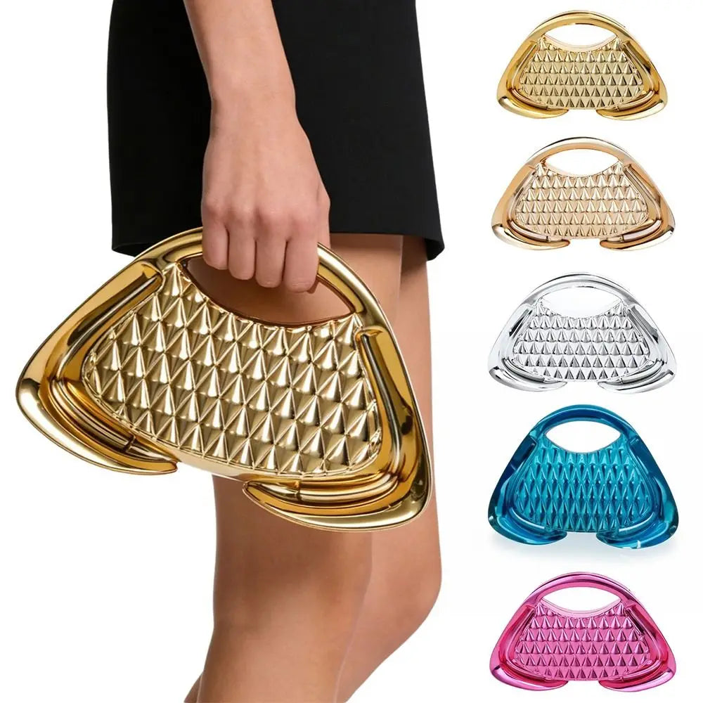 Trendy Luxury Women's Handbags Acrylic Hard Shell Evening Clutch Geometric Shape Mesh Trapezoidal Shoulder Bag Wedding...