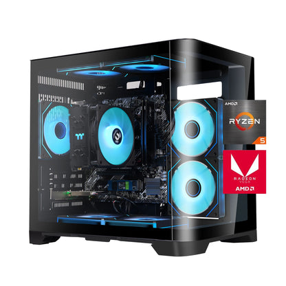 YEAH MAGIC Gaming Desktop AMD Ryzen 5 5600GT 3.9GHz 16GB(8G*2) DDR4 3200 1T NVME SSD ARGB 7 Fans Win 11 Home Gamer Desktop PC