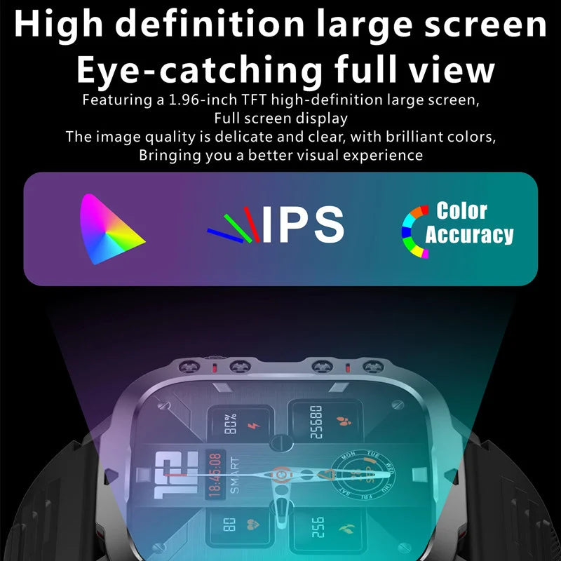 QX11 Smart Watch 1.96inch Large Screen HD Bluetooth Call SOS Voice Assistant Men Women Smartwatch Sports Fitness Tracker