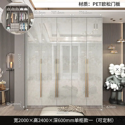 Support Storage Wardrobes Glass Door Shelves Organizers Luxury Wardrobe Bedroom Storage ClothesCupboard Armoires home Furniture - Kimlud
