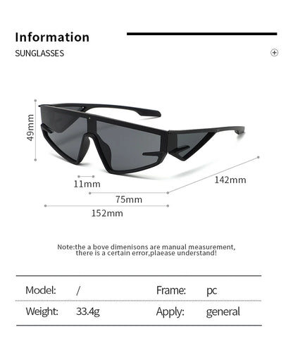 European And American Hip-Hop Retro Futuristic Tech-Savvy Cool Sunglasses Large Punk Sporty Style Y2K Sunglasses 137 |...