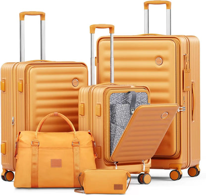 Joyway 5-Piece Travel Luggage Set, with Front Pocket PC Hardside Durable Suitcase, Duffel Bag and Toiletry Bag, TSA Lock - Kimlud