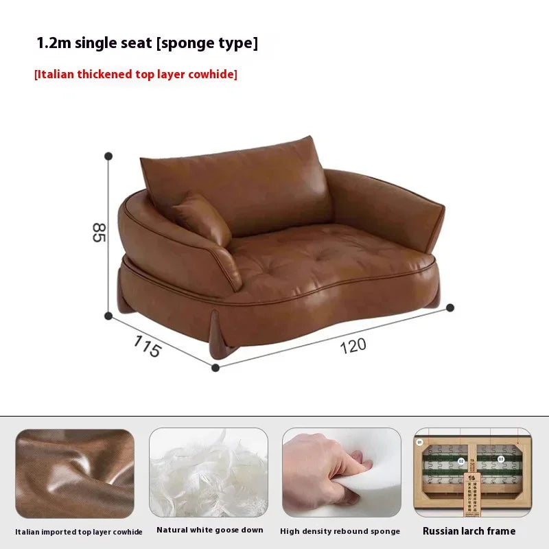 Wood Brown European Sofas Waterproof Armrest Luxury Floor Lounges Couch Puffs Nordic Designer Divani 2 Posti Unique Furniture - Kimlud