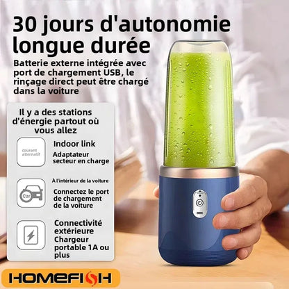 HOMEFISH 1PCS Juice Extractor Portable Rechargeable Small Juice Cup Home and Outdoor Multifunctional Juice Mixing 2Cups