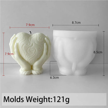 Valentine's Day Ornament Silicone Candle Mold DIY Hand Hold Heart Soap Molds Plaster Chocolate Baking Making Home Festival Decor