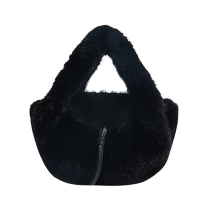 Cute Tan Faux Fur Top Handle Bag 2-in-1 Crossbody Bag Winter Warm Casual Handbag Ideal for Dating Shopping Outings for Women