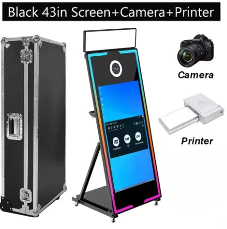 65 inch Mirror Photo Booth Machine with Camera and Printer Portable Magic Mirror Selfie Touch Screen LED Frame Kiosk |...