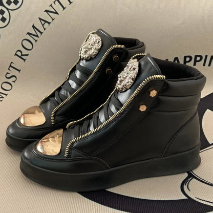 original shoes brand high top casual shoes for man zip decoration casual sneakers mens ankle boots sports hip-hop running shoes - Kimlud