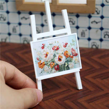 1/12 Scale Miniature Dollhouse Painting Pigments Palette Easel Decor for OB11 BJD Doll Accessories Toy - Kimlud
