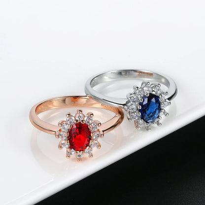 Princess Kate Rings For Women Blue Crystal Wedding Engagement Bridal Promise Marriage Ring For Bride Female Fashion...