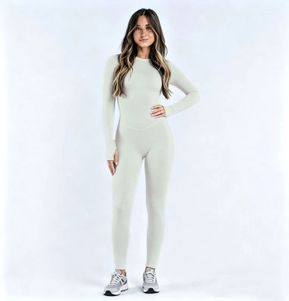 Sports Overall Bodysuit Women Seamless Jumpsuit Gym One-piece Suit Workout Outfits Backless Yoga Tights Long Sleeve Activewear - Kimlud