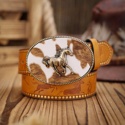 A Western-style PU leather belt for both men and women, a classic and casual retro belt