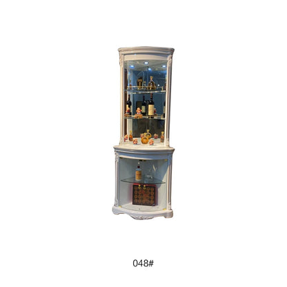 Style Luxury Wood Wine Rack Sideboard Cabinet Storage Home Furniture Royal Living Room Wooden Glass Display Wine Cabinet...