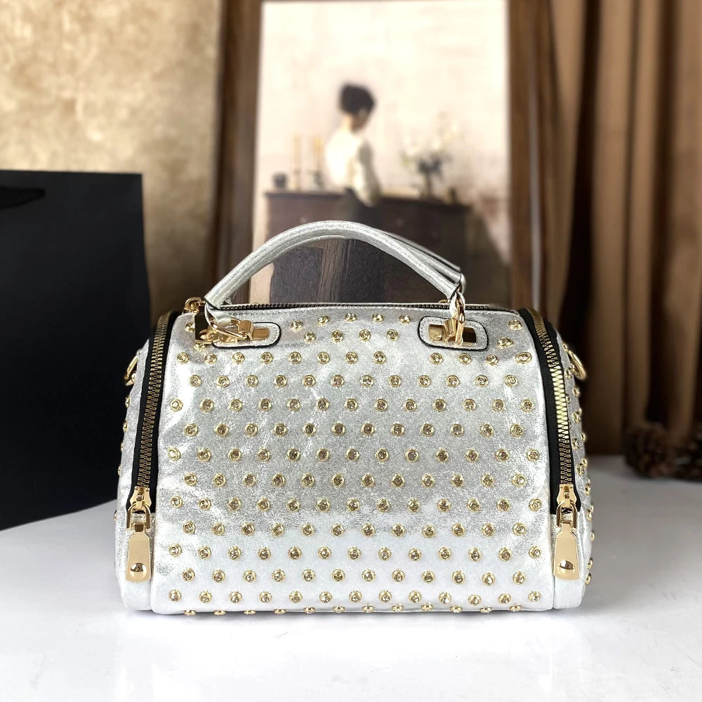Women's High-End Fashion Trend Diamond Studded Punk Style Crossbody Handbag Large Capacity for Commuting | Kimlud Premium Bag