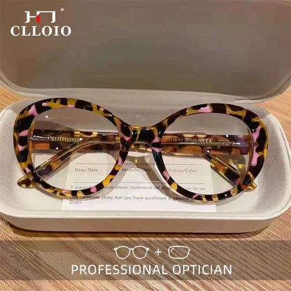 CLLOIO New Fashion Oval Transparent Frame For Women Anti Blue Light Reading Glasses Myopia Customizable Prescription Eyeglasses
