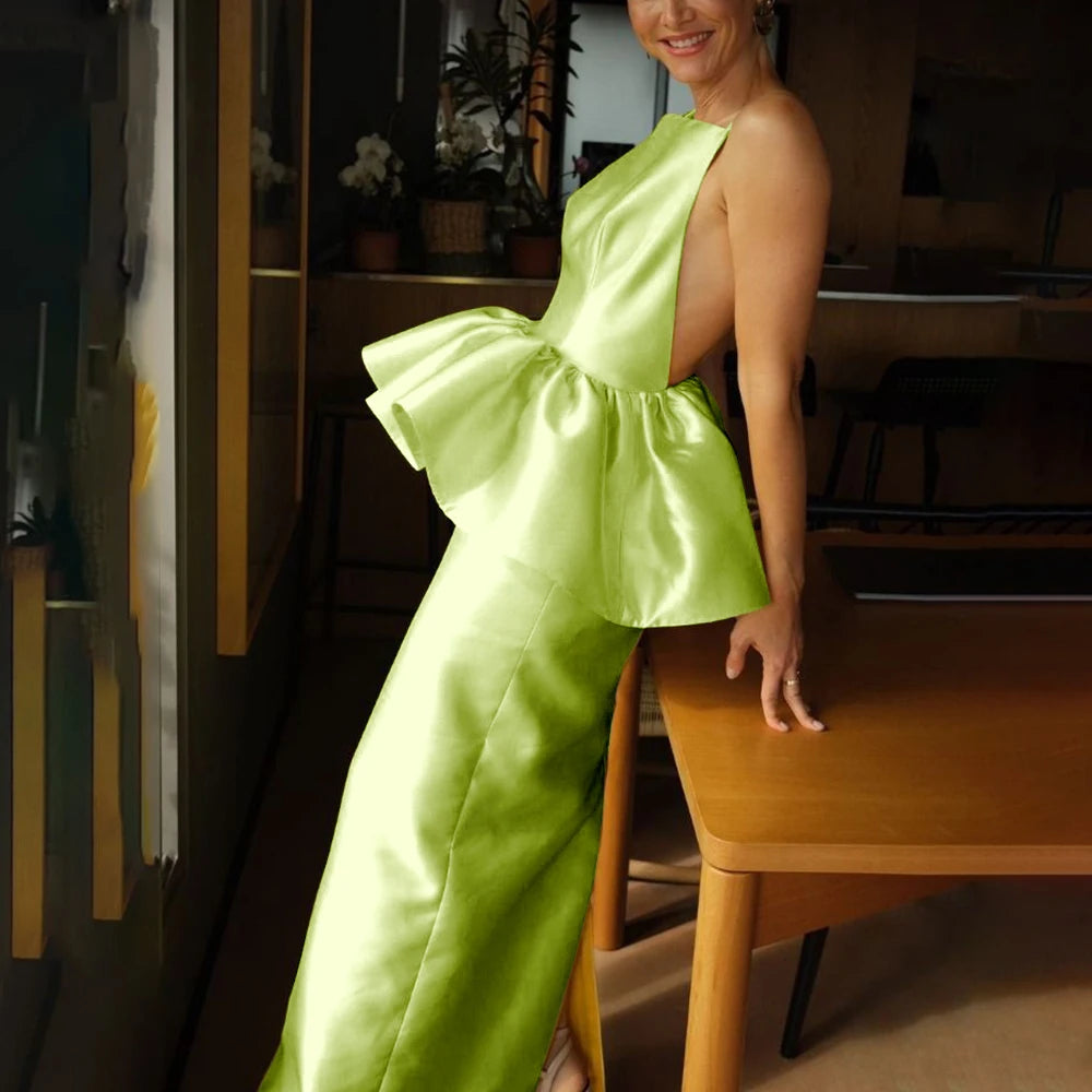 Summer Fashion Custom Made Evening Gown Vibrant Strapless Backless Sleeveless Cocktail Dress Simple Elegant Charming Dress
