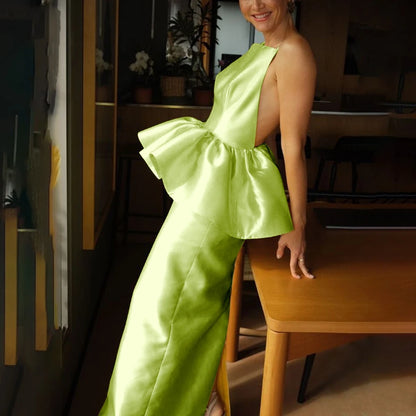 Summer Fashion Custom Made Evening Gown Vibrant Strapless Backless Sleeveless Cocktail Dress Simple Elegant Charming Dress
