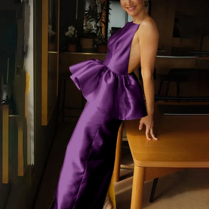 Summer Fashion Custom Made Evening Gown Vibrant Strapless Backless Sleeveless Cocktail Dress Simple Elegant Charming Dress
