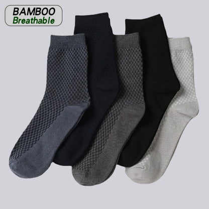 5 Pairs Men Bamboo Fiber Crew Socks Man High Quality Summer Winter Business Breathable Black Male Dress Ankle Socks |...