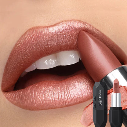 Nude Pink Pearlescent Glitter Matte Lipstick Metallic Waterproof Long Lasting Rose Pink Shimmer Diamond Lipstick Makeup...