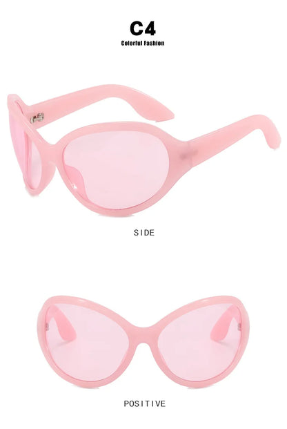 Punk Oversized Oval Frame Trendy Cycling Women's Sunglasses New Luxury Design Men Sunglass Drive Sports Windproof Goggles UV400 - Kimlud