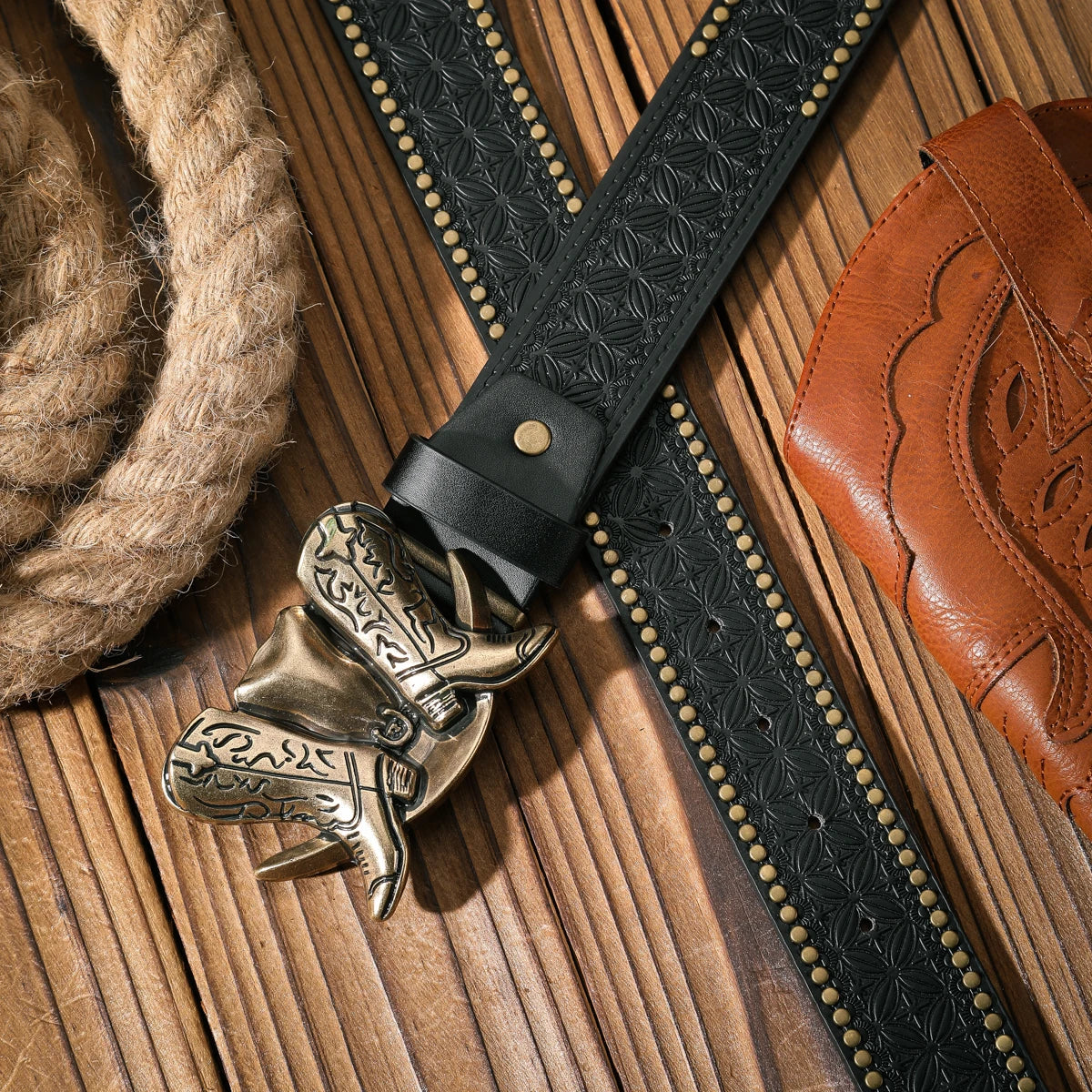 A casual and retro belt, a waist accessory for Western-style clothing, metal buckle, PU belt, suitable for both men and...