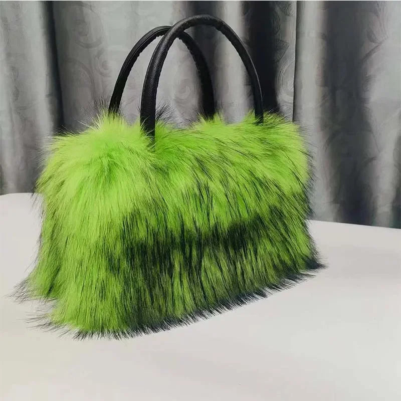 New Winter Plush Bag Long Fur Handbag Women's Crossbody Bag Fashion Trend Shoulder Bag Purses and Handbags