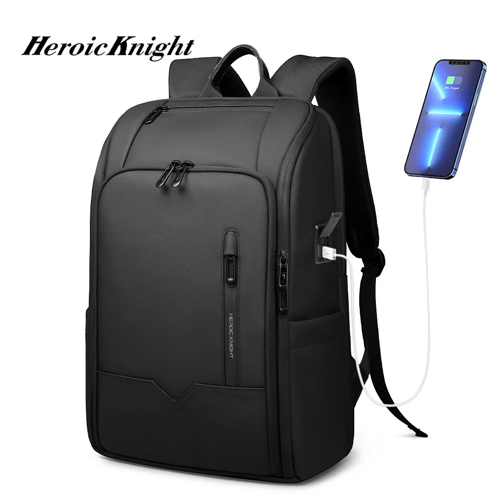 Heroic Knight Business Backpack Men Waterproof Large Capacity Work Trip Backpack Fashion Multifunctional Laptop Pack Fits 15.6"