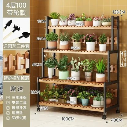 Black Outdoor Plant Shelf Rack Flowers Luxury Universal Square Plant Shelf Rack Tiered Bamboo Bitki Rafları Garden...