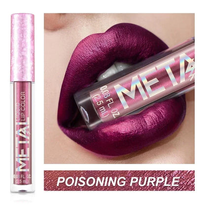 Matte Metallic Liquid Lipstick 12 Colors Waterproof Lasting Glitter Lip Gloss Shiny Shimmer Lip Tint Party Festival Lips...