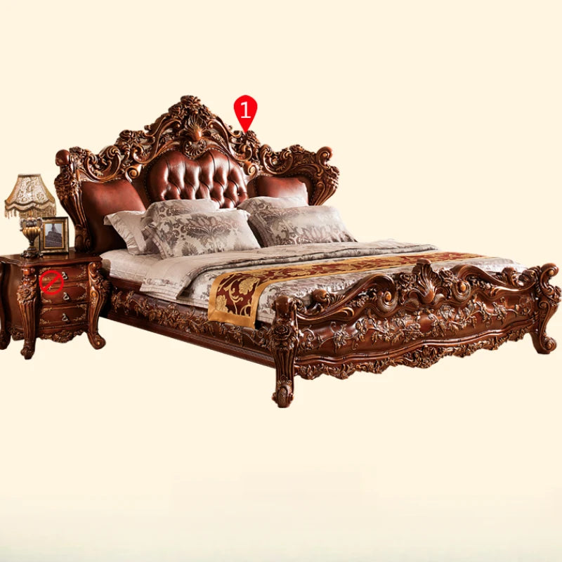 European Simple Bed Leather Princess Adult Aesthetics Design Square Bed Bedroom Queen Sleeping Muebles Lounge Suite...