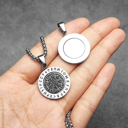 Rotatable Viking Compass Rune Men Necklaces With Pendant Stainless Steel Jewelry For Male Women Punk Accessories Gifts...