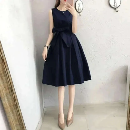 French Vintage Design Unique Summer New Hepburn Style Goddess Elegant Sleeveless Dress Fairy System Women's Dress China Origin