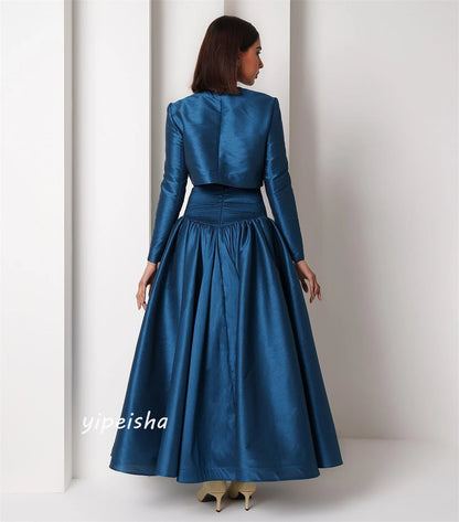 Customized Jiayigong s Draped Wedding Party A-line O-Neck Bespoke Occasion Gown Midi es | Kimlud Luxury Dress